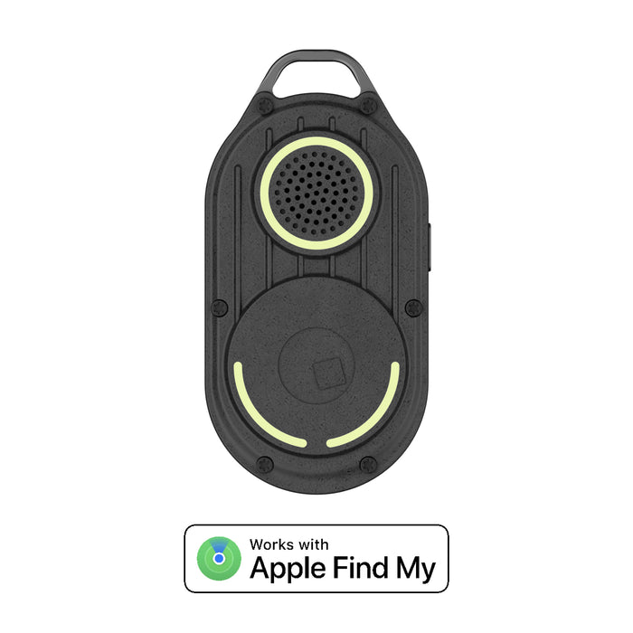 AirNotch™ Pro - Android & Apple Bluetooth tracker - Black - Apple Network - Black AirNotch™ Pro Bluetooth tracker with circular speakers and keyring loop. - Rolling Square