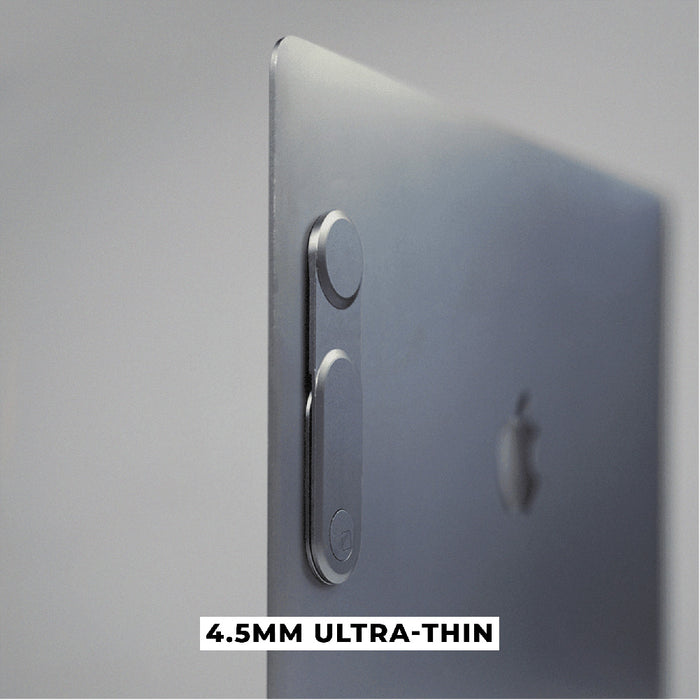 EDGE® Full Kit - Productivity magnetic kit - Carrara White - Ultra-thin silver magnetic kit attached to sleek grey laptop edge. - Rolling Square