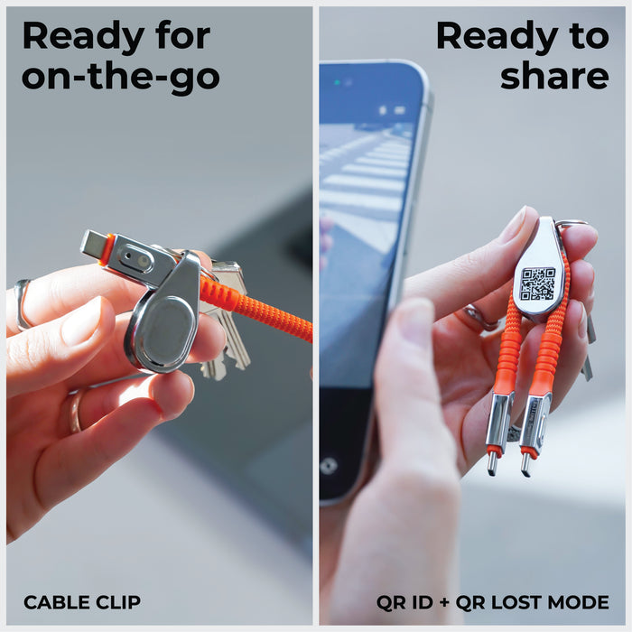 inCharge® Life Keyring - 240W USB-C Cable, 15cm / 0.5ft