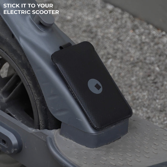 AirCard™ Pouch - Attach AirCard anywhere - Black - Black AirCard™ pouch attached to electric scooter frame with textured surface and subtle logo. - Rolling Square