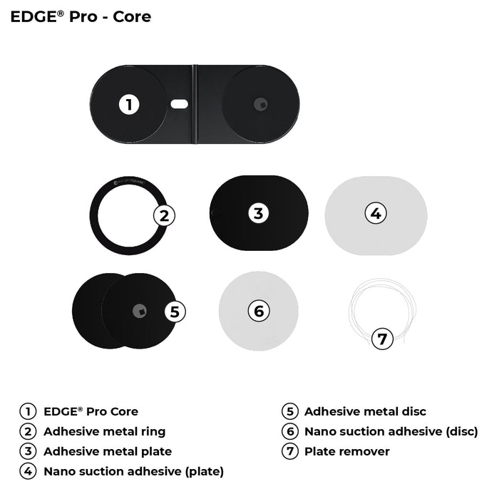 EDGE® Pro Core - MagSafe phone & tablet holder - Hyperspace Black - MagSafe phone and tablet holder kit with adhesive metal plates and remover tool in black and gray variations. - Rolling Square