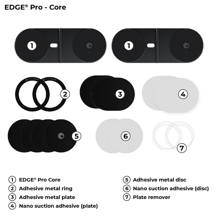 EDGE® Pro Tablet kit - MagSafe phone & tablet holder - Hyperspace Black - Black EDGE Pro Core MagSafe phone and tablet holder kit with adhesive metal plates and remover tool. - Rolling Square