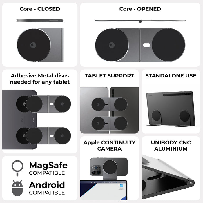 EDGE® Pro Tablet kit - MagSafe phone & tablet holder - Hyperspace Black - MagSafe phone and tablet holder with adhesive metal discs, tablet support, and unibody CNC aluminum design in Asteroid Gray. - Rolling Square