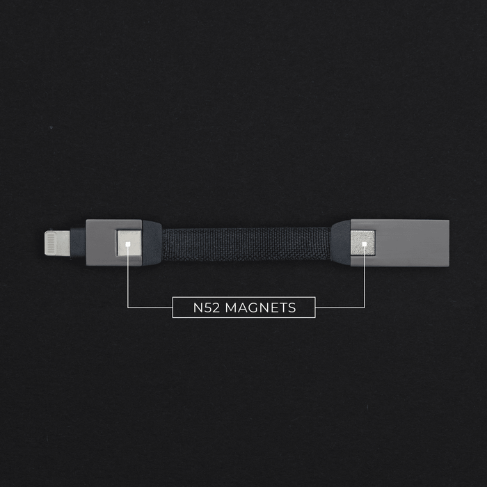 inCharge® Mini - The Smallest cable ever - USB to Lightning - Compact black magnetic charging cable with N52 magnets and USB to Lightning connectors. - Rolling Square